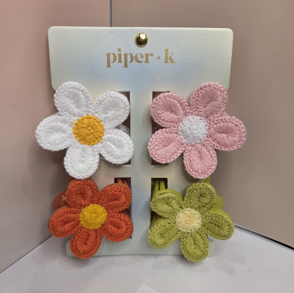 ๐คโช๏ธPiper K โช๏ธcrotchet Daisy Hair Clip Set - Pink, White, Orange, Green
